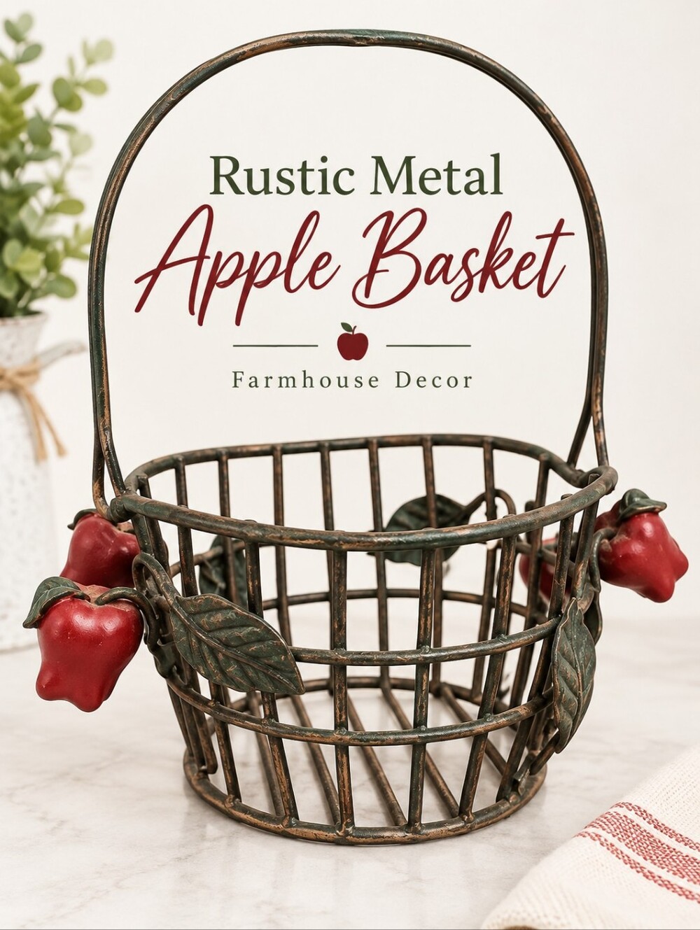 Rustic Metal Apple Basket
